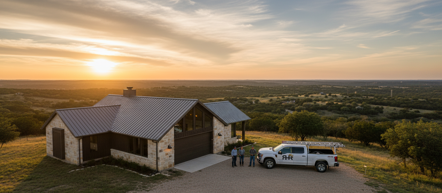 Ranch Hand Roofing team standing in front of a completed project