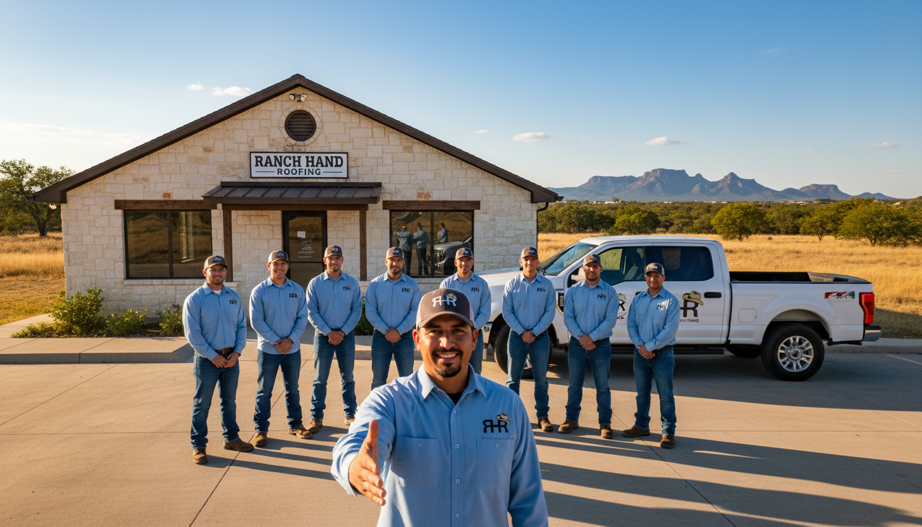 Ranch Hand Roofing team member extending a welcoming handshake